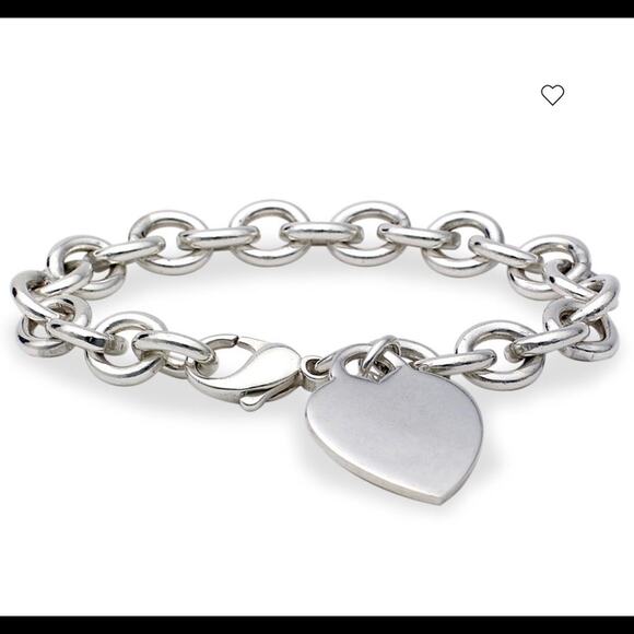 Sterling Silver Heart Tag Bracelet - Picture 1 of 11
